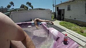 Naked Dayanara Gags on Cock in Hot Tub!