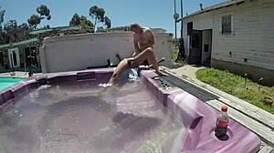 Naked Dayanara Gags on Cock in Hot Tub!