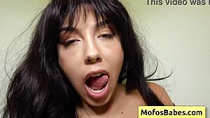 Teen brunette Bianca spreads shaved juicy cunt for Billy's hungry tongue and ass lick