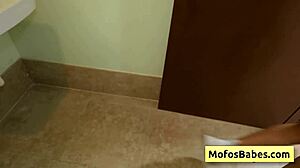 Teen brunette Bianca spreads shaved juicy cunt for Billy's hungry tongue and ass lick