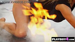 Ever wonder what happens when sweet blonde Brittney Shumaker dances seductively in her lingerie photoshoot?