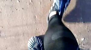 chubby european fat fetish german leggings legs solo outdoor