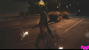 sparklers light up honey gold and dakota marr's topless public outdoor tease