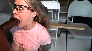 Ray Ray bends over classroom desk for surprise deep pounding from massive black cock in woodworking lesson