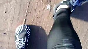 chubby european fat fetish german leggings legs solo outdoor