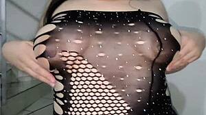 hey this thick mexicana latina strips her thong sucks her neighbor's huge cock and swallows every drop of his cum