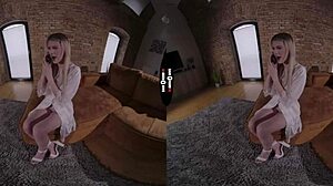 blonde bride in wedding dress gives pov handjob blowjob shaved pussy in dark room vr 😘💍