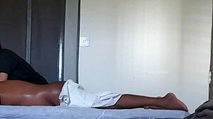 Massage Girl Relaxes Deeply During Client Session