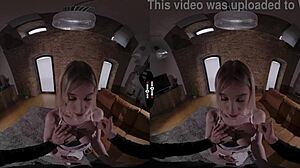 blonde bride in wedding dress gives pov handjob blowjob shaved pussy in dark room vr 😘💍