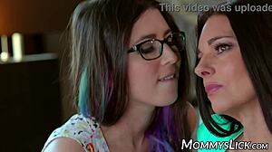 stepmom can't resist her stepdaughter's tongue on her pierced pussy