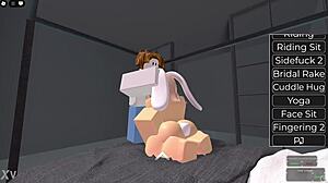 Adorable big tit blonde bunny sucks and fucks my cock game style