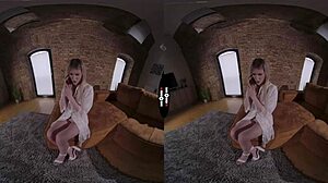 blonde bride in wedding dress gives pov handjob blowjob shaved pussy in dark room vr 😘💍