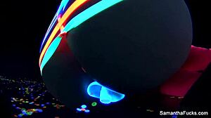 Samantha saint bares big tits for solo pussy play