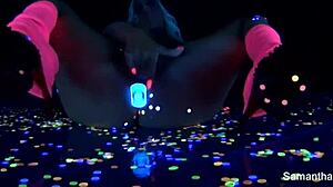 Samantha saint bares big tits for solo pussy play