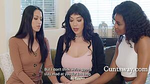 She Tasted Sorry! Petite Alex Coal and Nicole Kitt Lick in Threesome Make-Up!