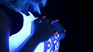 Samantha saint bares big tits for solo pussy play