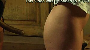 i'm naughty blonde slave bent over taking mistress's strapon deep in pussy