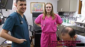 behind the scenes cheerleader tyler lynn spreads petite pussy for sports physical exam