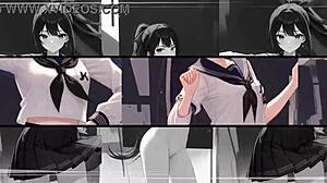 korean anime girl in jk, you dancing for me like that?