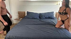 Latina Neighbor Bent Over Bed Takes My Monster Cock Hard Anal