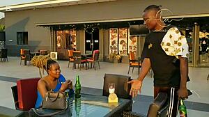 Suggestive Ebony Goddess Teases With Natural Tits In Exclusive Bar