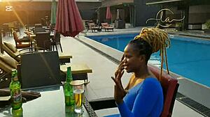 Suggestive Ebony Goddess Teases With Natural Tits In Exclusive Bar