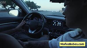 sexy asian teen tomie tang teases her huge natural boobs in the car for charles dera