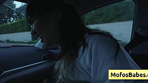 sexy asian teen tomie tang teases her huge natural boobs in the car for charles dera