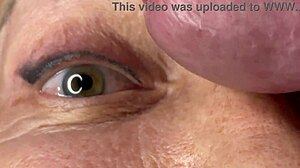 Mature Cougar Lady Face Fucked by Monster Cock with Huge Cumshot Covering Eyes and Facial Creampie