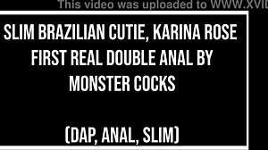 Brazilian cutie gapes on first double anal with bbc monsters interviewed