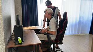 stepdad made me squirt while i took that cute huge-dick boy's virginity in mmf threesome