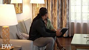 HAZEL GRACE BOUNCES ON MASSIVE BBC SOFA RIDE DEEPTHROATS THEN CREAMPIE FINISH