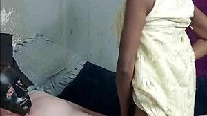 Hottest Braided Petite Slut Sucks Masked Man's Cock in Yellow Dress Then Rides Hard Doggystyle