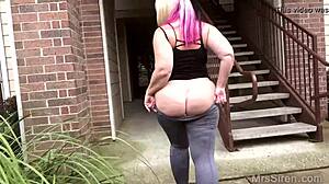 Horny Chubby Blonde BBW Wife Chokes on Stranger's Cock Then Rides