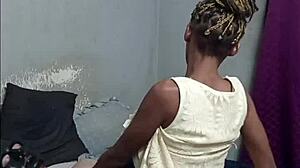 Hottest Braided Petite Slut Sucks Masked Man's Cock in Yellow Dress Then Rides Hard Doggystyle