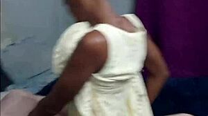 Hottest Braided Petite Slut Sucks Masked Man's Cock in Yellow Dress Then Rides Hard Doggystyle