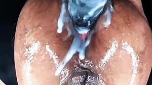 Fat pig destroys my huge hairy wolf pussy with fisting dildo punishment and dirty talk.