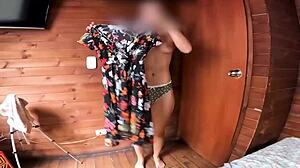 hot latina in sexy dress fucked hard in cabin homemade