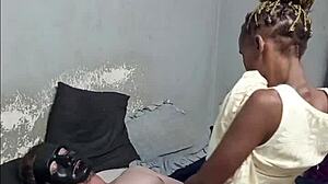 Hottest Braided Petite Slut Sucks Masked Man's Cock in Yellow Dress Then Rides Hard Doggystyle