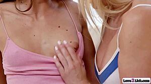 Hey, watch this milf relax while licking her stepdaughter's shaved pussy deep.