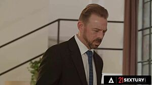 sexy blonde diane chrystall preps ass with buttplug for hard sideways pounding