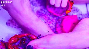 Barefoot Latina Goddess Licks And Sucks Juicy Wet Fruit With Toes