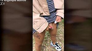 wanna see ladydick pee in park? shemale tranny action