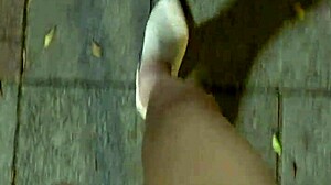 Shemale Ting Xuan Pees Outdoor Then Jerks Cumshot On Sexy Legs