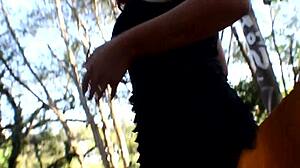 Blue-eyed redhead prostitute masturbates outdoors blows cock gets facial cumshot tits park public slut