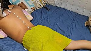 hot colombian neighbor babe gives oily ass shaking massage then rides cock hard