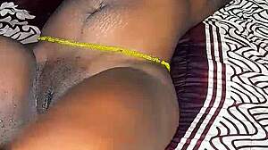 Ebony babe's pussy stretched bareback doggystyle in intense pounding session