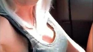 Dude, this blonde goes wild fingering her pussy to orgasm right in the car outdoors.
