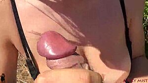 Found Spot to Cum on Tits While Sucking Cock
