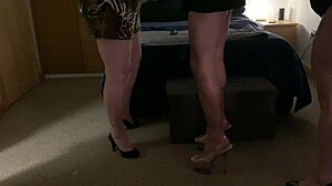 Double Domme Bound Sissified Milking Feeds Own Cum Humiliation